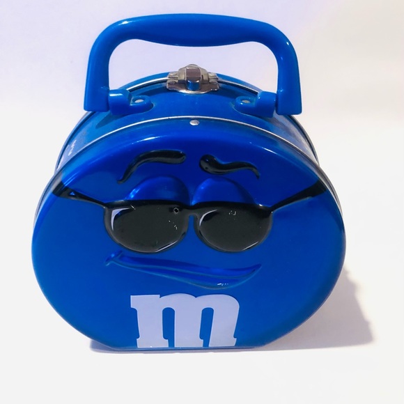 M & M’s metal lunchbox lightweight Blue RARE Vintage - Picture 4 of 6